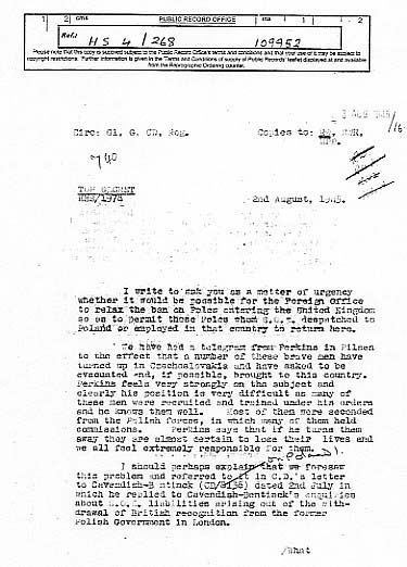 A typewritten letter dated 2 August 1945, marked "TOP SECRET", discusses the employment of German rocket experts in Allied countries after the Second World War.